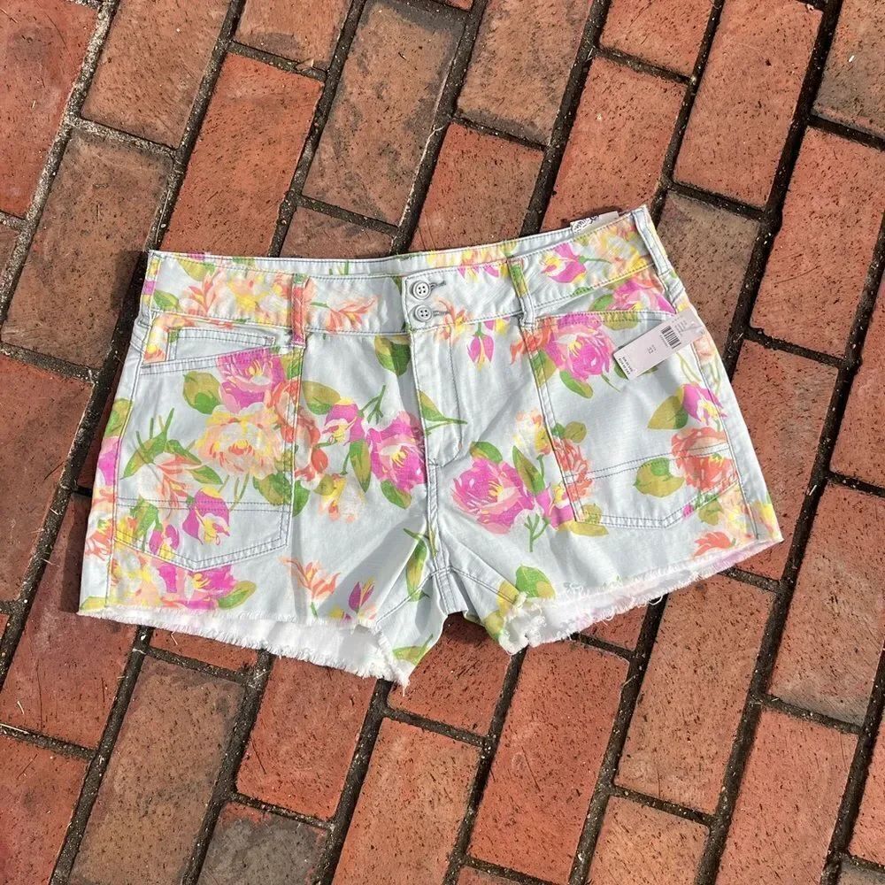 Anthropologie Pilcro Wanderer Floral 5 Pocket Denim Shorts NWT